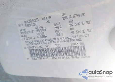 2007 Dodge Ram 1500 Slt z USA, uszkodzony, nr VIN 1D7HA18P57S152061